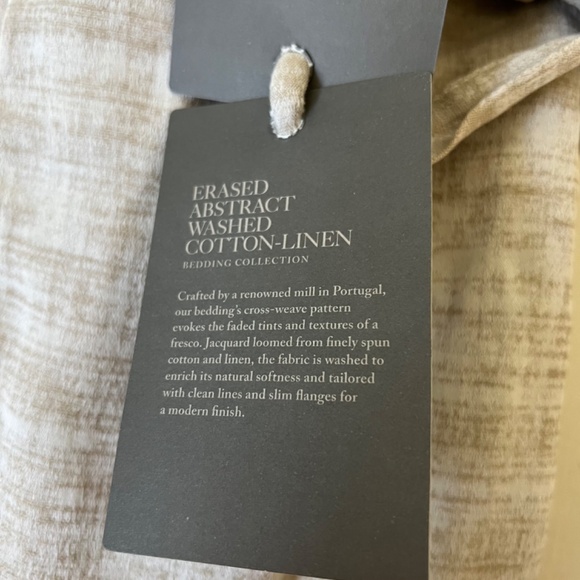 Restoration Hardware King Erased Abstract Washed Cotton-Linen Pillow Sham - Picture 4 of 7